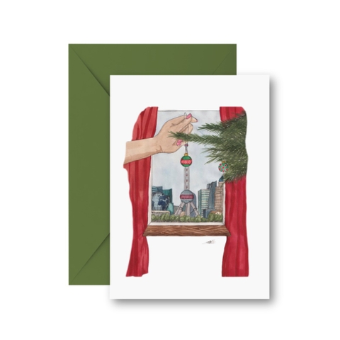 LAURIE DRAWS - ‘CHRISTMAS Window' CHRISTMAS Card