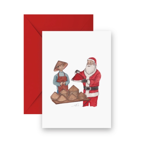 LAURIE DRAWS - ‘Santa’s Buying A Cone Hat' CHRISTMAS Card