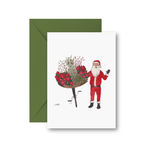 LAURIE DRAWS - ‘Santa Flower Bike' CHRISTMAS Card