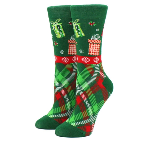 CHRISTMAS Socks - Checked Red & Green