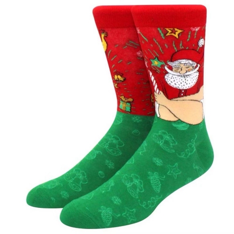 CHRISTMAS - 'Santa With Firework' Holiday Crew Socks