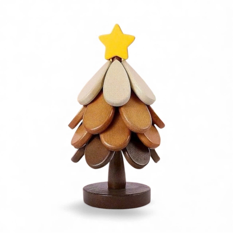 CHRISTMAS - Wooden Coaster With Yellow Star Topper (Set Of 4)