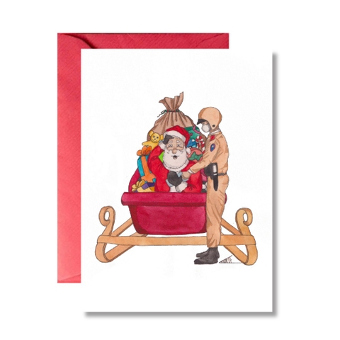 LAURIE DRAWS - ‘Santa vs Policeman' CHRISTMAS Card