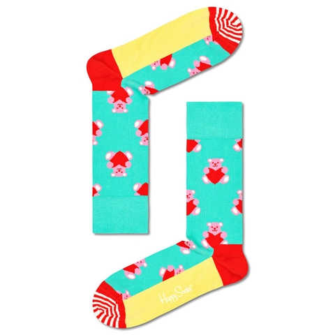 CREW SOCKS - Pink Teddy Bear With Red Heart