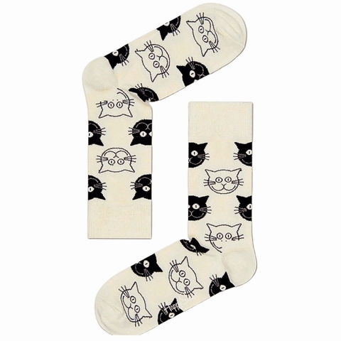 CREW SOCKS - Black & White Cat