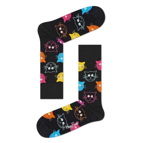 CREW SOCKS - Colorful Cats In Black