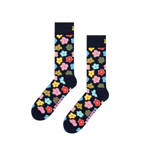 CREW SOCKS - Colorful Flowers In Black