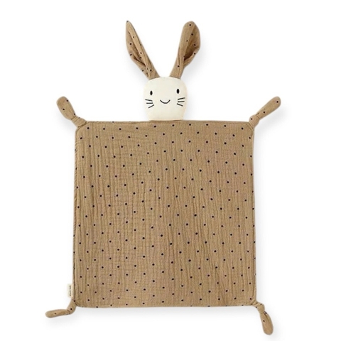 Bunny Muslin Comforter Blanket With Polka Dots Pattern