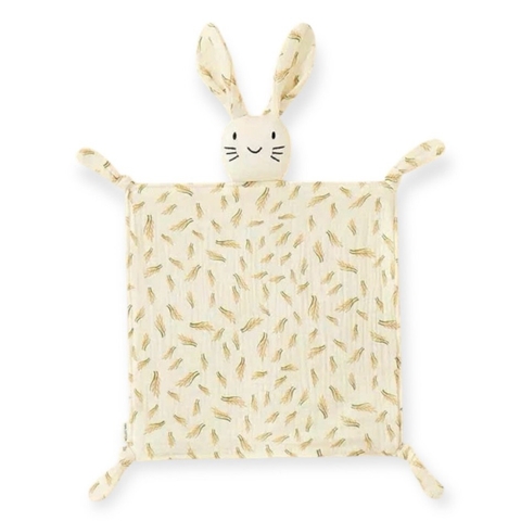 Bunny Muslin Comforter Blanket With Rice Leaves Pattern