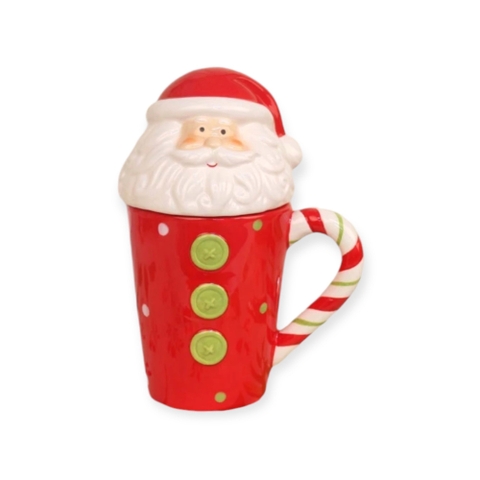 CHRISTMAS - Ceramic Tall Mug With Lid in Santa