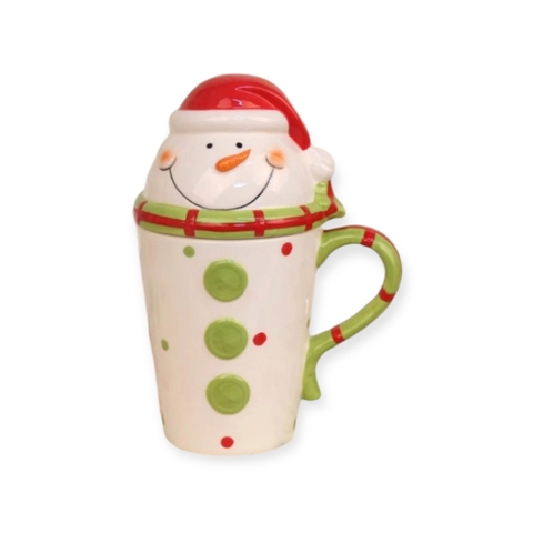 CHRISTMAS - Ceramic Tall Mug With Lid in Snowman