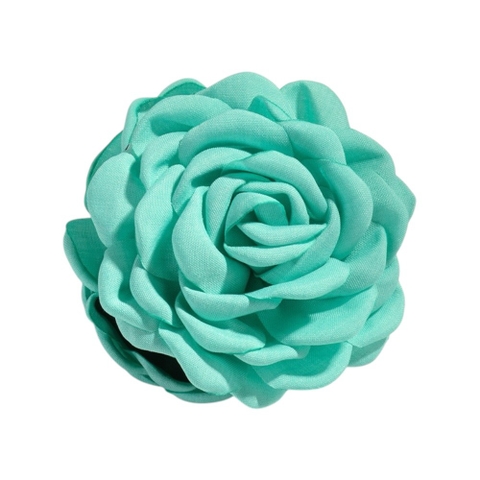 Fabric Hair Claw - Flower In Turquoise