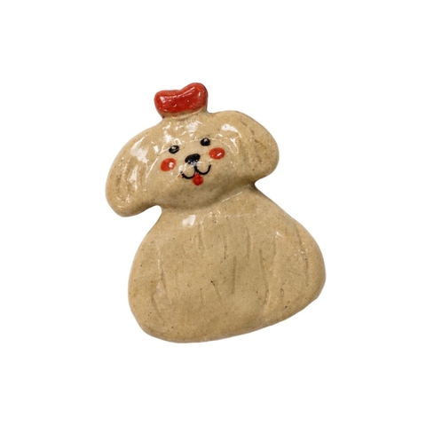 LINDO CRAFTS - Dog With Bow Ceramic Magnet