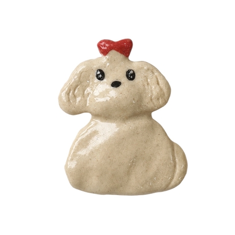 LINDO CRAFTS - Dog With Bow Ceramic Pin