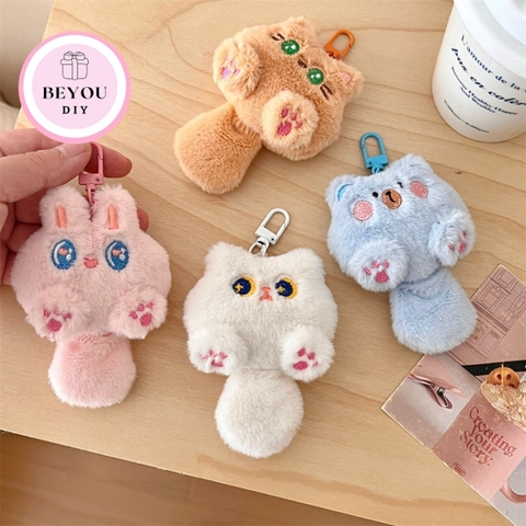 Móc Khóa Mèo Đuôi Dài Cute Lông Mềm, Thú Bông Mini Treo Cặp Túi Xách Balo Dễ Thương BEYOU DIY