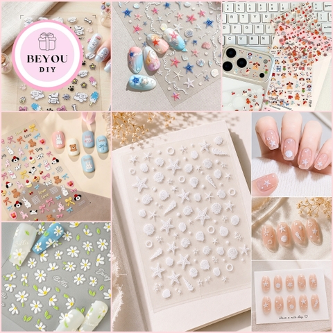 Sticker In Nổi 3D Dán Móng Tay, Điện Thoại, Sổ Tay, Sticker PVC Chống Nước Nhiều Mẫu