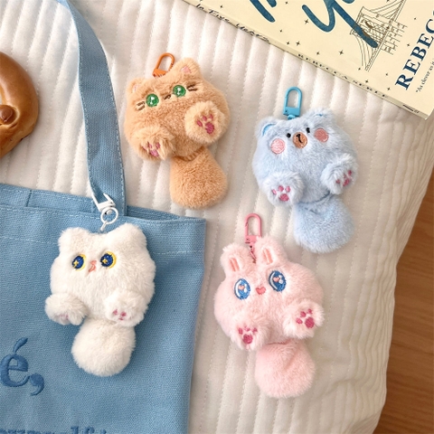 Móc Khóa Mèo Đuôi Dài Cute Lông Mềm, Thú Bông Mini Treo Cặp Túi Xách Balo Dễ Thương BEYOU DIY