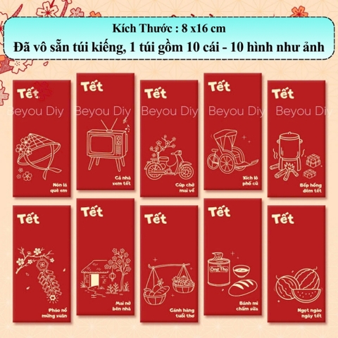 Set 10, 20, 40, 60 Bao Lì Xì Tết 2026, Lì Xì Tết Tuổi Thơ, Bao Lì Xì Đỏ Truyền Thống May Mắn Đầu Năm