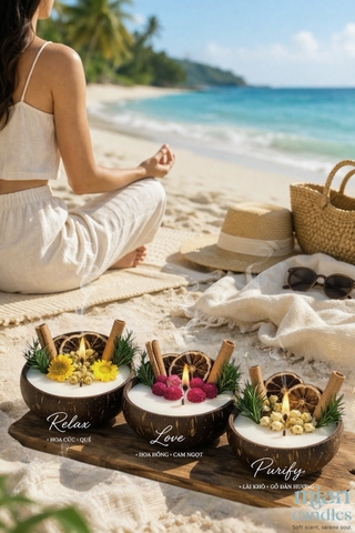 MIAN – Nến Thơm Gáo Dừa Thiên Nhiên