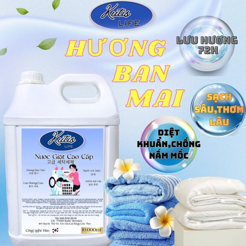 KUTIS VIETNAM Nước Giặt Cao Cấp 10 Lít Hương Ban Mai Công Nghệ Hàn Quốc Diệt Khuẩn Hiệu Quả An Toàn Bền Bỉ Không Kích Ứng