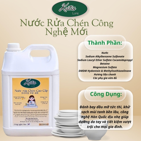 [KUTIS VIETNAM] (Can 10L) Nước Rửa Chén Công Nghệ Hàn Quốc Mới Hỗ Trợ Làm Sạch Sâu Mọi Vết Bẩn,Diệt-Khử Khuẩn Tận Gốc,Bảo Vệ Da Tay Không Gây Kích Ứng,An Toàn Cho Mọi Gia Đình
