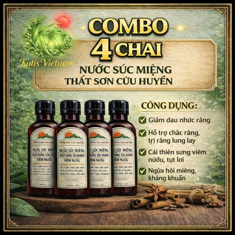 [COMBO 4] Chai nước súc miệng cải thiện đau nhức răng thất sơn cửu huyền dung tích 100ml hỗ trợ tình trạng răng lợi chắc khoẻ-(Tặng 1 cao xoa bóp hỗ trợ đau nhức mỏi cổ vai gáy,..)