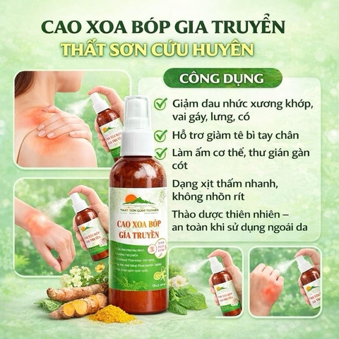 Cao xoa bóp Gia Truyền Thất Sơn Cửu Huyền, hỗ trợ đau lưng xương khớp, tê bì tay chân 100ml