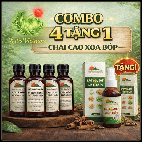 [COMBO 4] Chai nước súc miệng cải thiện đau nhức răng thất sơn cửu huyền dung tích 100ml hỗ trợ tình trạng răng lợi chắc khoẻ-(Tặng 1 cao xoa bóp hỗ trợ đau nhức mỏi cổ vai gáy,..)