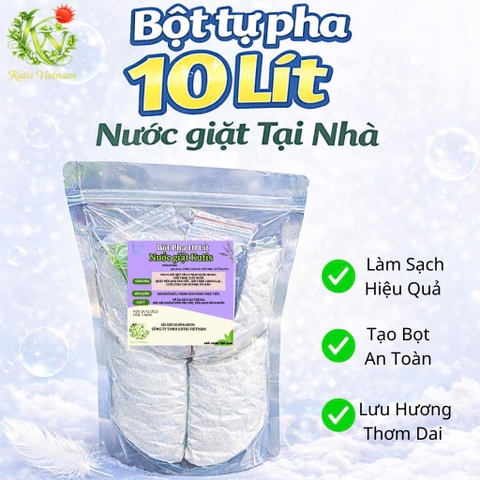 [Kutis Vietnam] (Loại thường) Bột Pha 10 Lít Nước Giặt Tự Pha Làm Sạch Tiết Kiệm Cho Gia Đình Quán Ăn Nhà Hàng An T oàn Cho Da Tay