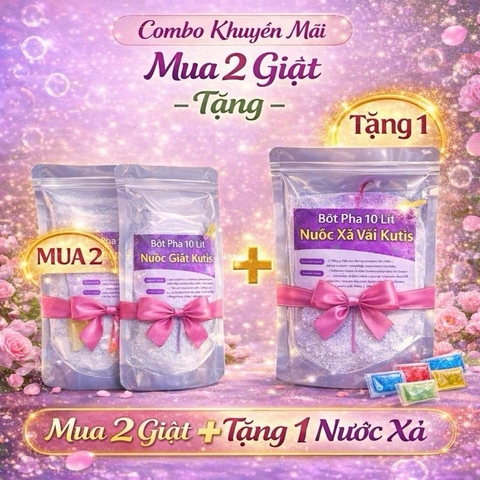[Kutis VietNam] MUA 2 TẶNG 1 COMBO 20L NƯỚC GIẶT TỰ PHA TẶNG 1 TÚI LÀM SẠCH HIỆU QUẢ LƯU HƯƠNG TỐT ĐẾN 72H THƠM LÂU THƠM DAI (1 TÚI 650GR)