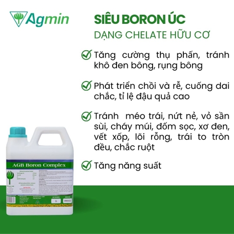 Phân bón Boron chelate hữu cơ - Tăng khả năng thụ phấn - Chống rụng hoa - Đậu trái nhiều