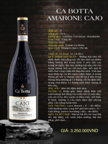 CA’ BOTTA AMARONE CAJO 2016