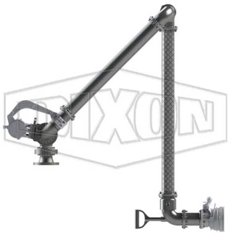 Frame loading arm with drop hose