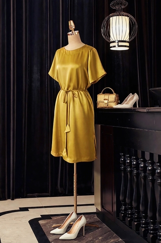 Đầm Lụa Suông Katosa Phối Dây Eo-DKTS29022026