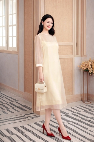 Set Đầm Midi Hai Lớp Organza-DMTS071125L1