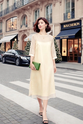 Set Đầm Midi Hai Lớp Organza-DMTS071125L1