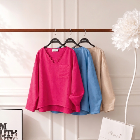 Áo Linen Mentosa Basic Tự Nhiên-AMTS091225L1