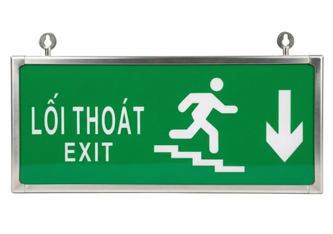Đèn báo Exit Loại 2 Mặt Chỉ Hướng đi Xuống (Có Kiểm Định) | 1018 GNI