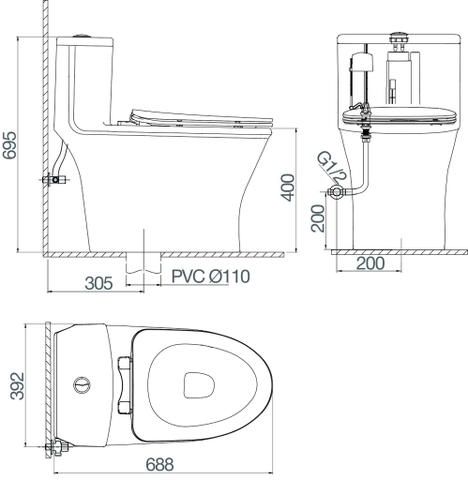Bàn cầu một khối Viglacera V803
