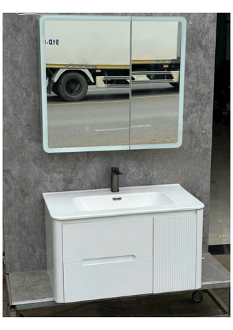 Bộ Tủ Lavabo PVC Cao Cấp 9005 (Trắng) 8 Tấc