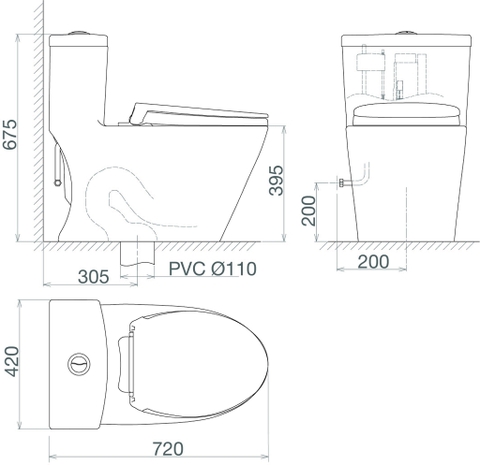 Bàn cầu một khối Viglacera V62
