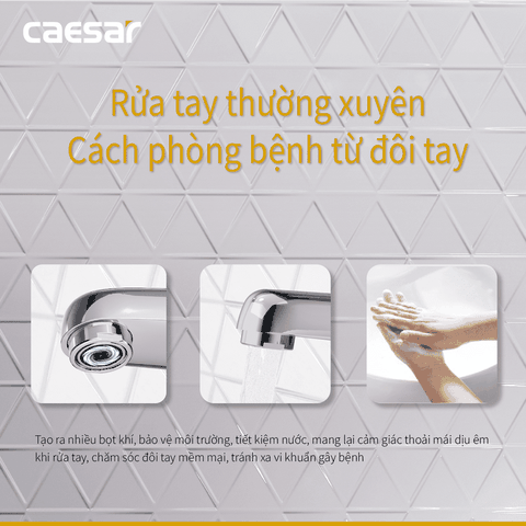 Vòi lavabo chậu rửa mặt Caesar B330CU nóng lạnh kèm nút xả nhấn