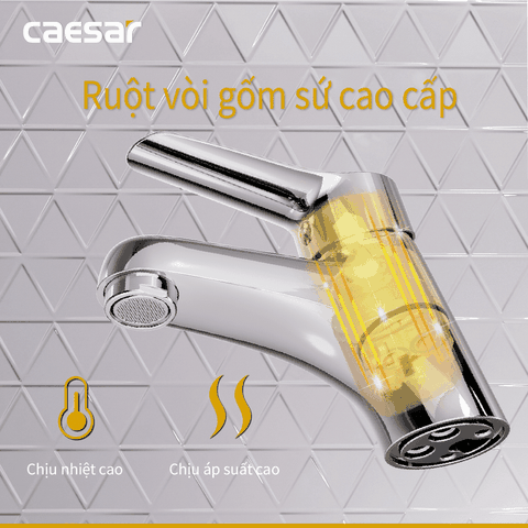 Vòi lavabo chậu rửa mặt Caesar B330CU nóng lạnh kèm nút xả nhấn