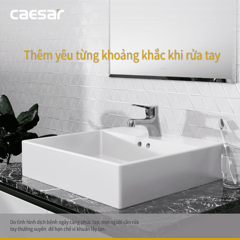 Vòi lavabo chậu rửa mặt Caesar B330CU nóng lạnh kèm nút xả nhấn