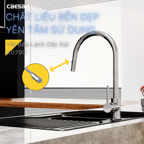 Vòi Rửa Chén Lạnh CAESAR K079C Rút Dây Gắn Chậu