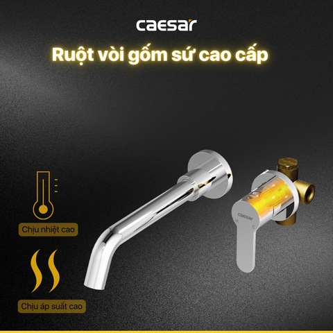 Vòi lavabo chậu rửa mặt Caesar B308C gắn tường nóng lạnh