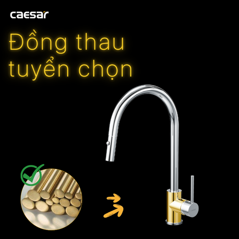 Vòi Rửa Chén Lạnh CAESAR K079C Rút Dây Gắn Chậu