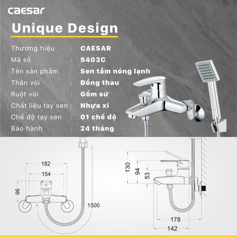 Vòi sen tắm nóng lạnh Caesar S403C