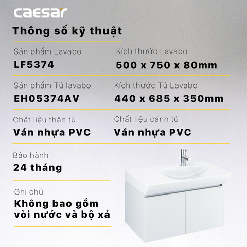 Bộ Lavabo tủ Caesar LF5374 + EH05374AV