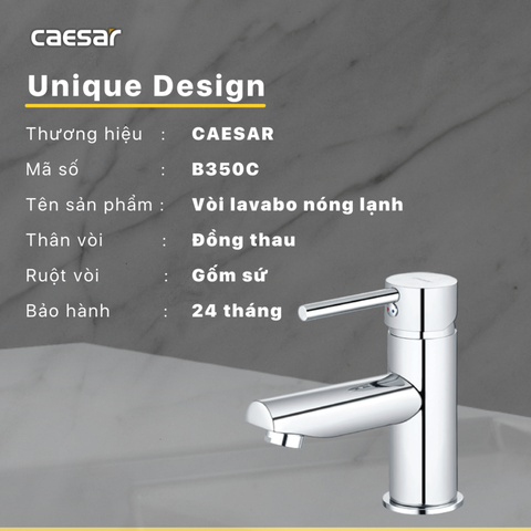 Vòi lavabo chậu rửa mặt Caesar B350CU nóng lạnh
